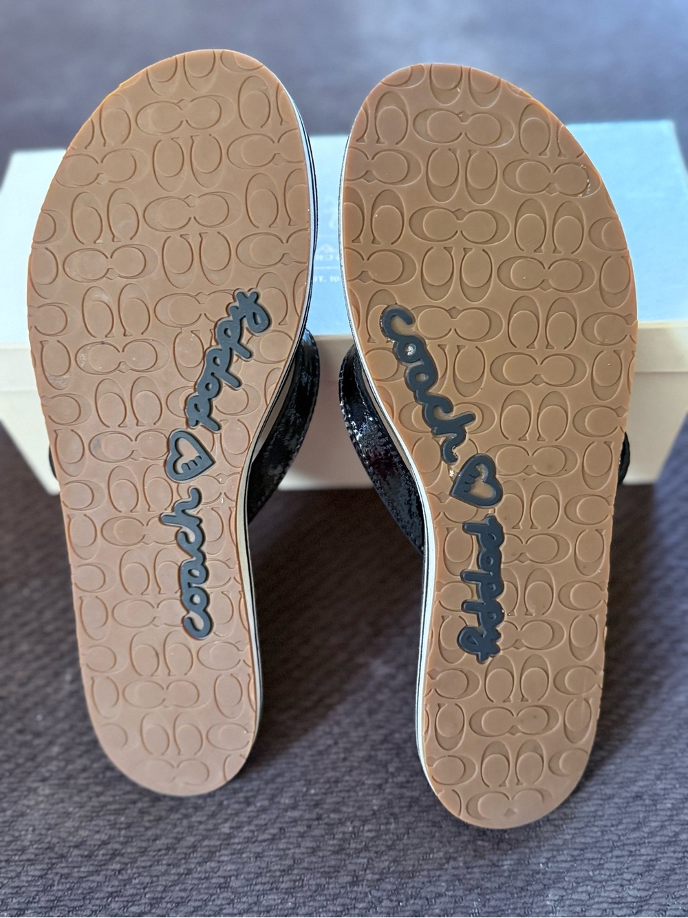 Coach Black Patent Poppy Thong Sandals - Picture 4 of 5